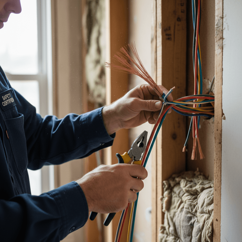 Wiring installation close-up